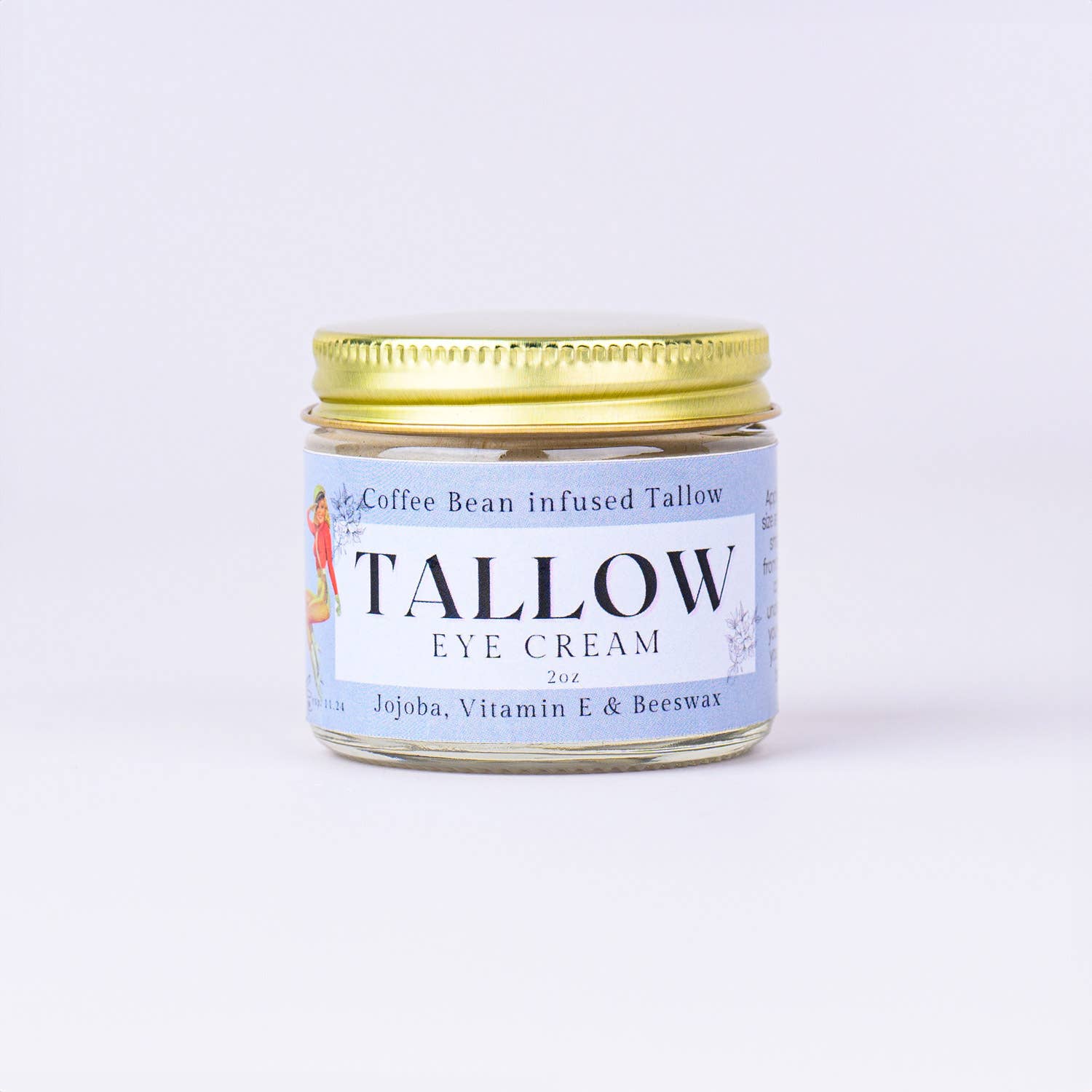 Coffee Bean infused Tallow Eye Cream, Grass Fed Beef Tallow