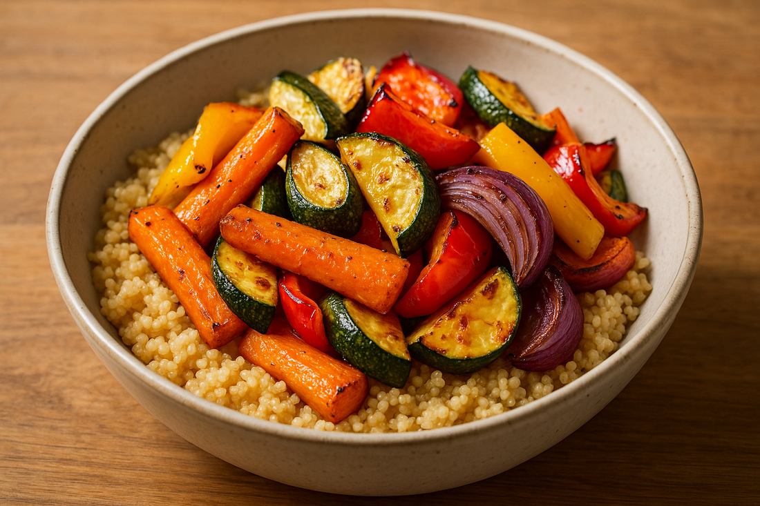 Amaranth Power Bowl with Roasted Veggies & Tahini Drizzle