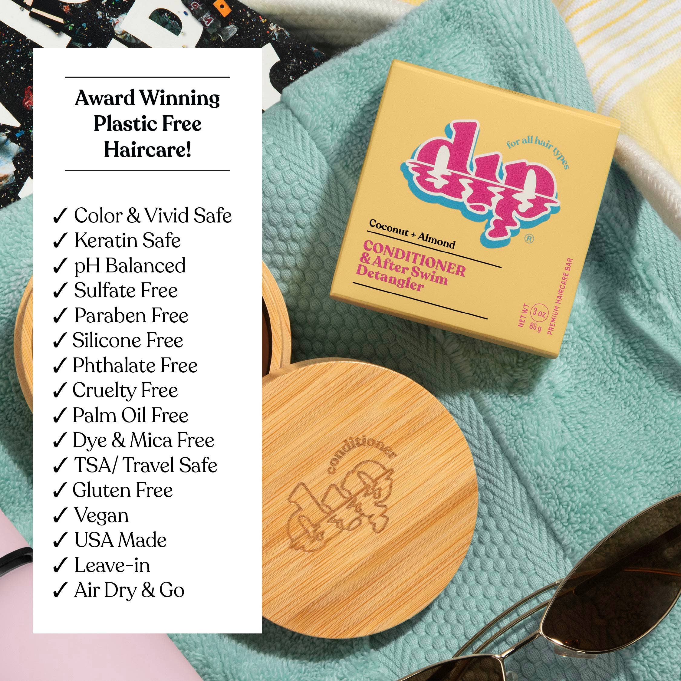 Dip Conditioner Bar & After Swim Detangler - Coconut & Almond: 3 oz