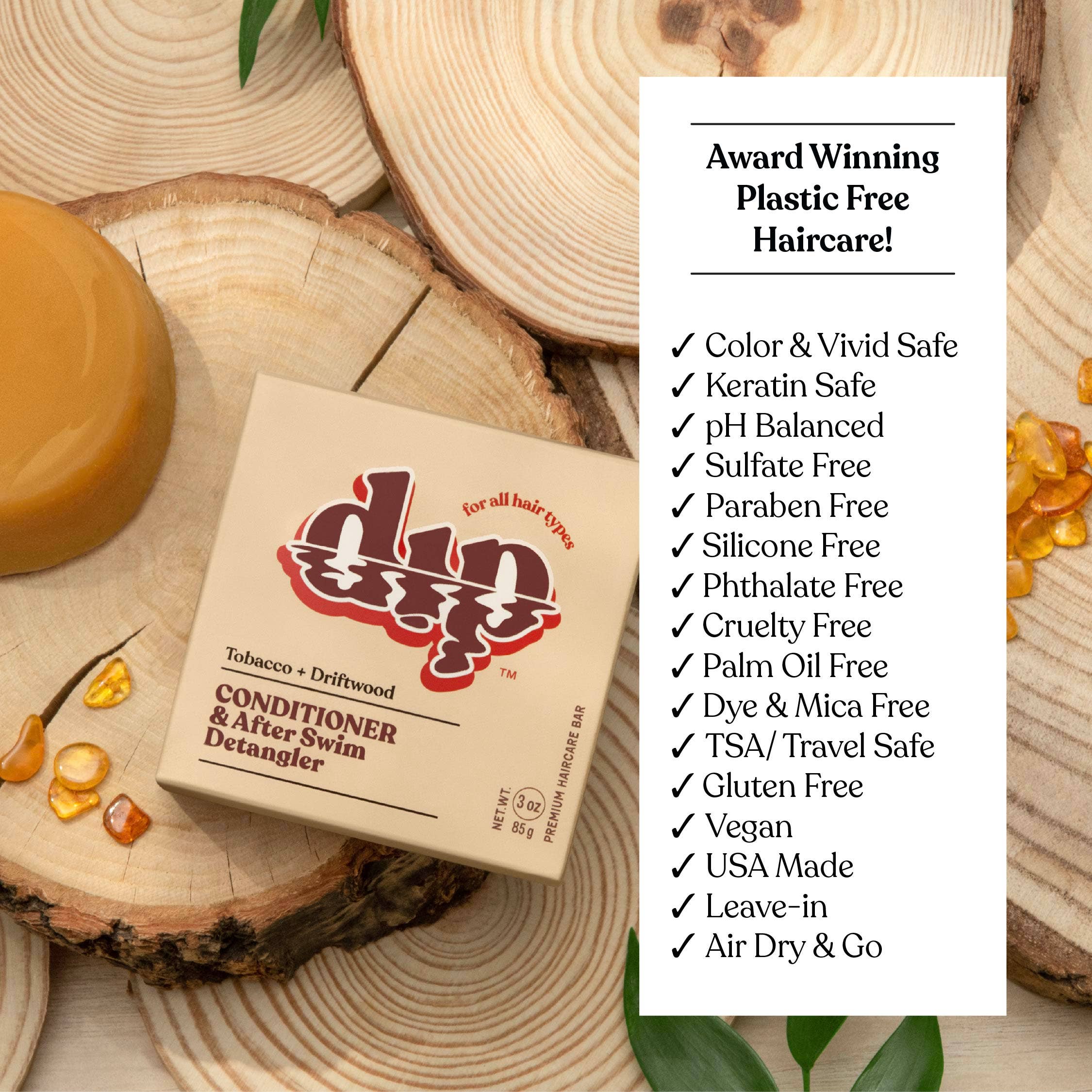 Dip Conditioner Bar & After Swim Detangler - Tobacco & Driftwood: 3 oz