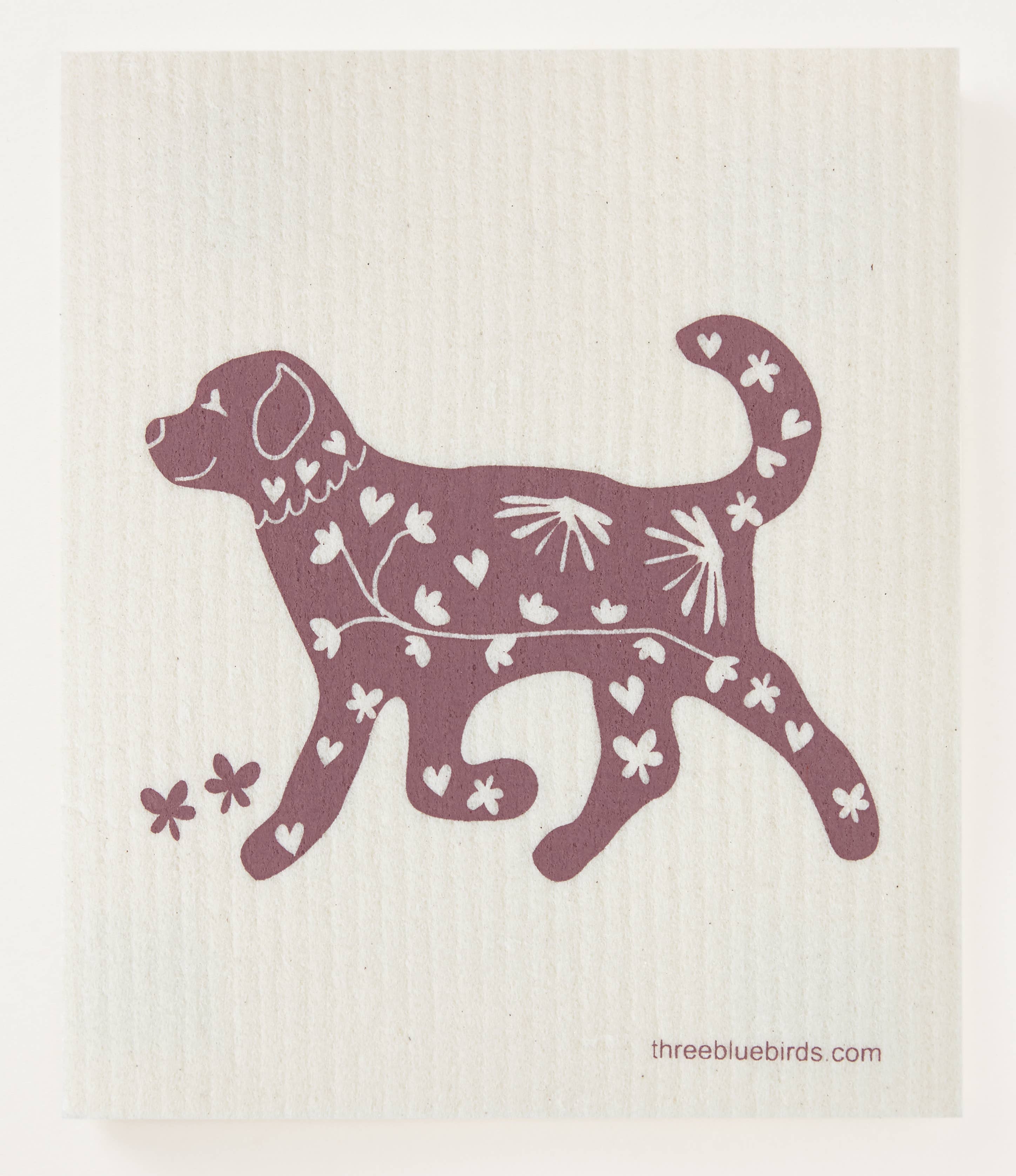 Playful Pup (Mauve) Swedish Dishcloth