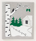 Snowy Cabin Swedish Dishcloth