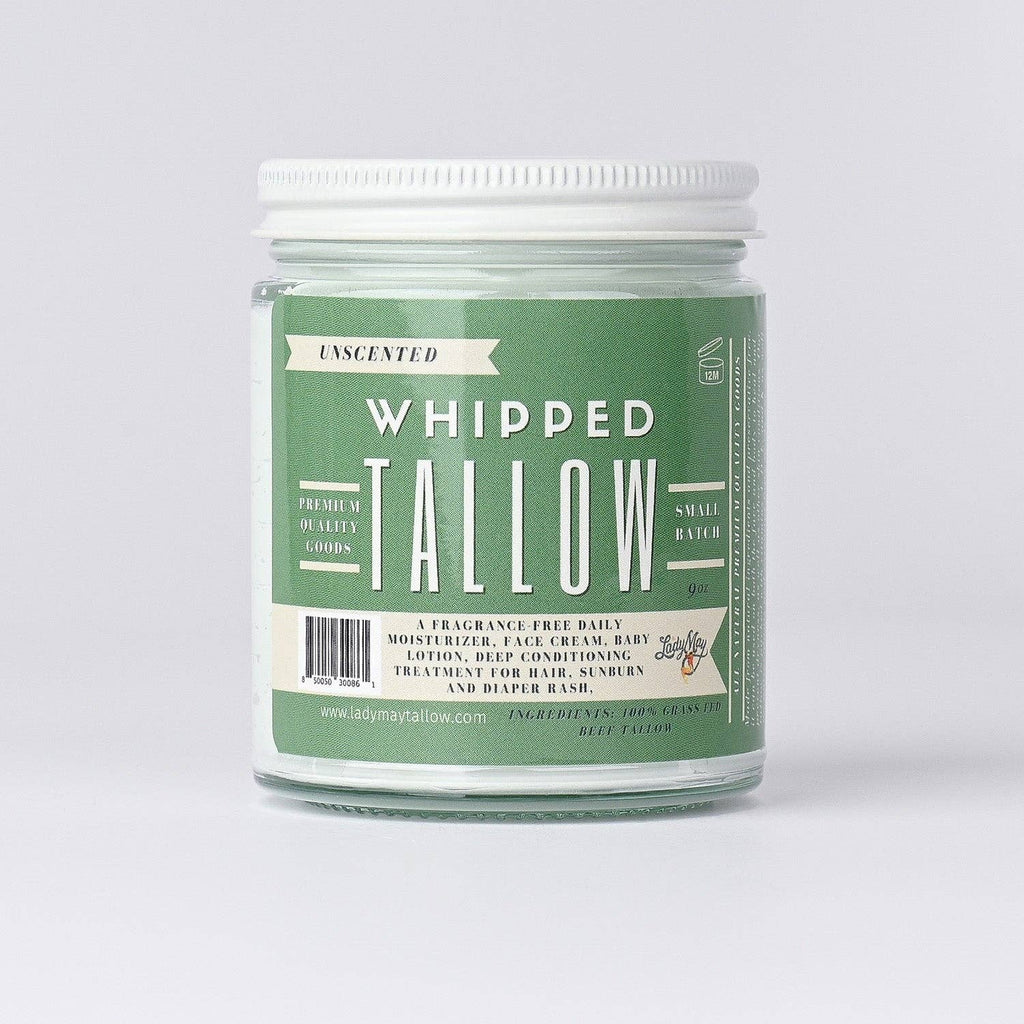 Unscented Whipped Tallow, 100% Grass Fed Beef Tallow Moisturizer: 9oz