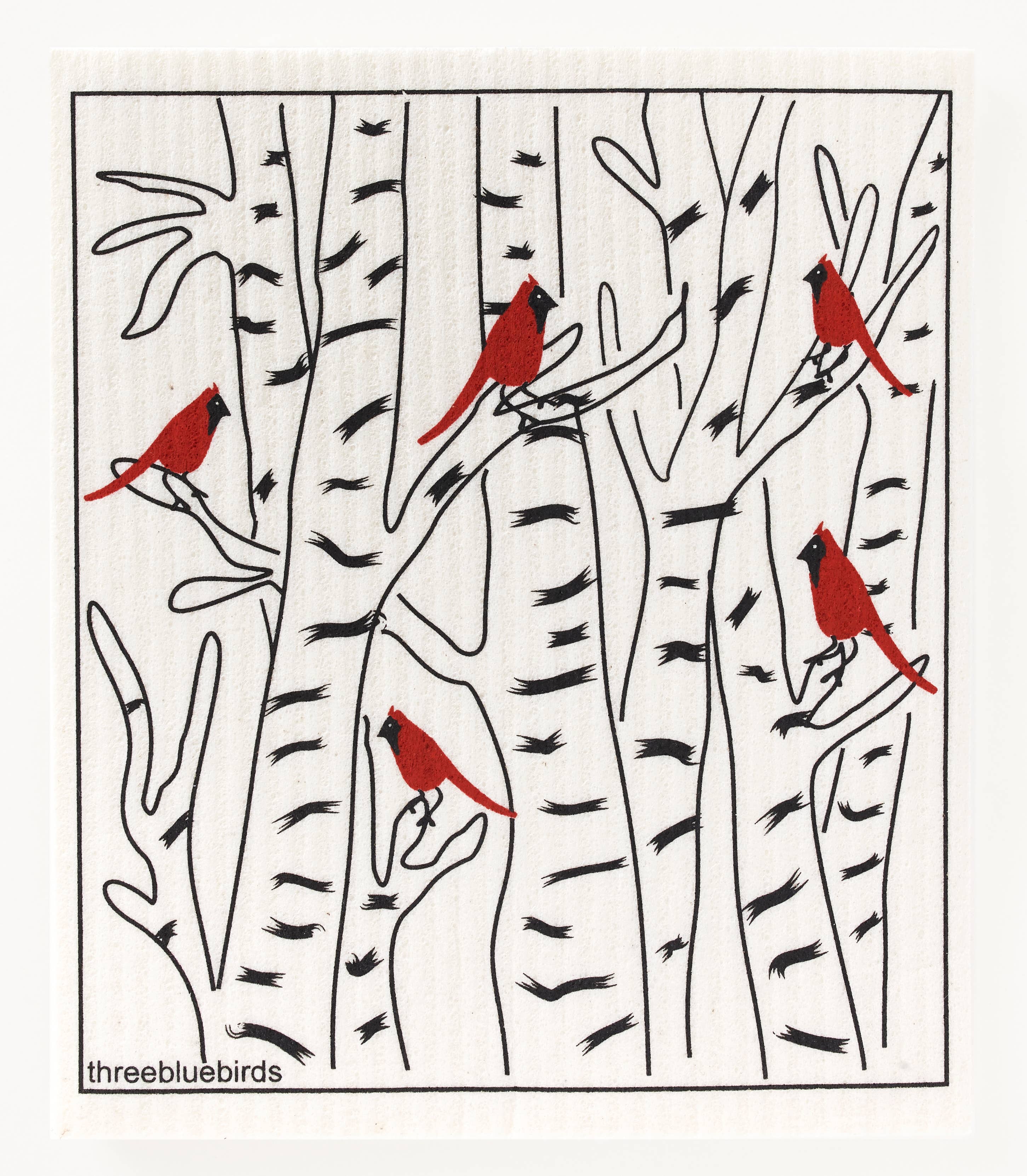 Winter Cardinals Swedish Dishcloth
